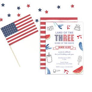 All-American Land Of The Three 3rd Birthday Party Invitation