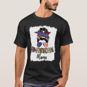 All American Mama 4th Of July Patriotic Messy Hair T-Shirt