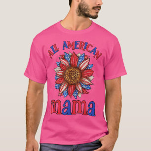 All American Mama 4th Of July Sunflower T-Shirt