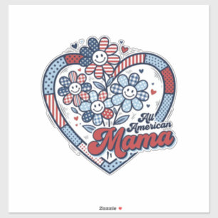 All American Mama Patriotic Flower Shirt Design_1