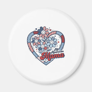 All American Mama Patriotic Flower Shirt Design_1 Magnet