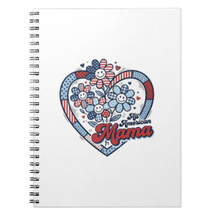All American Mama Patriotic Flower Shirt Design_1 Notebook