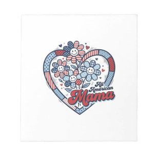 All American Mama Patriotic Flower Shirt Design_1 Notepad