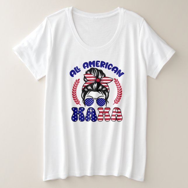 All American Mama  Plus Size T-Shirt (Design Front)