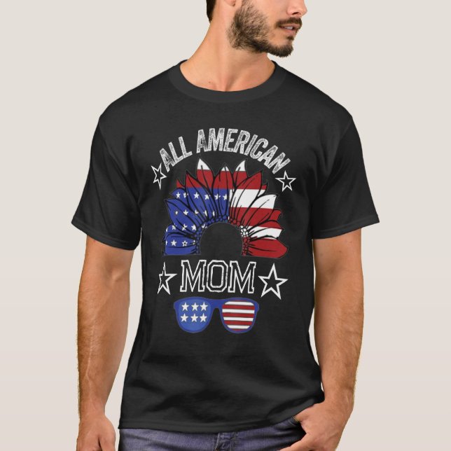 All American Mom 4th Of July Shirt Women Sunflower (Front)