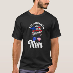 All American Mom  US Flag  Mother's Day Mama Premi T-Shirt