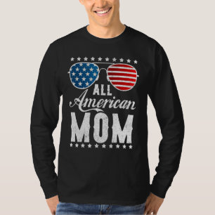 All American Mom - USA Flag 4th of July Matching S T-Shirt