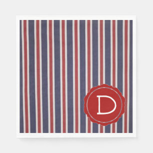 All-American Monogrammed Patriotic Striped Design Napkin