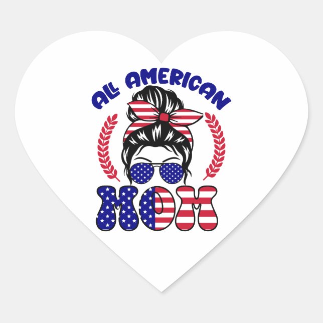 All American Mum-32169 Heart Sticker (Front)