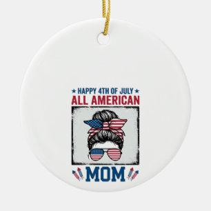 All American Mum 4th of July Vintage Shirt Design_ Ceramic Tree Decoration