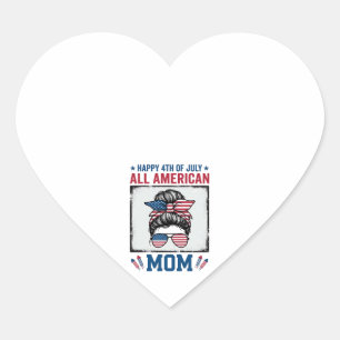 All American Mum 4th of July Vintage Shirt Design_ Heart Sticker