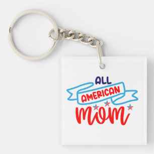All American Mum Button Key Ring