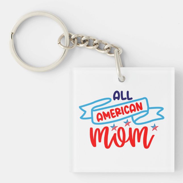 All American Mum     Button Key Ring (Front)