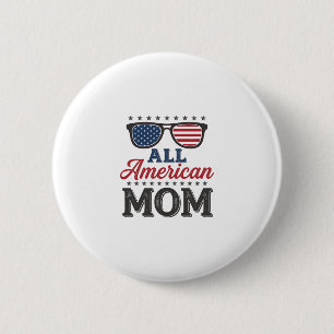 All American Mum Vintage Patriotic Shirt Design_1 6 Cm Round Badge