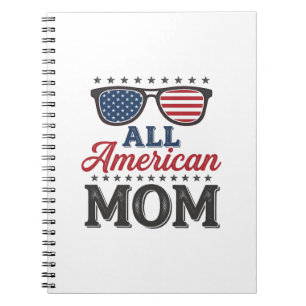 All American Mum Vintage Patriotic Shirt Design_1 Notebook