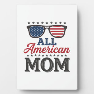 All American Mum Vintage Patriotic Shirt Design_1 Plaque