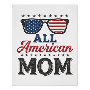 All American Mum Vintage Patriotic Shirt Design_1 Poster