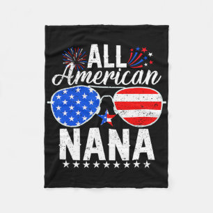 All American Nana Funny 4th Of July Family Matchin Fleece Blanket