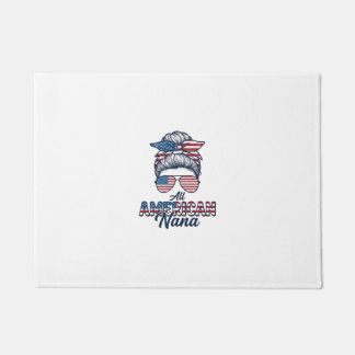 All American Nana Patriotic Messy Bun Vector Desig Doormat