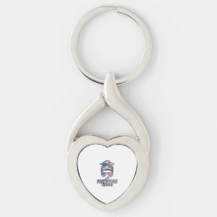 All American Nana Patriotic Messy Bun Vector Desig Key Ring
