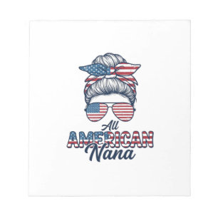 All American Nana Patriotic Messy Bun Vector Desig Notepad