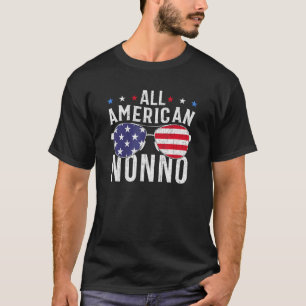 All American Nonno USA Flag Sunglasses 4th Of July T-Shirt