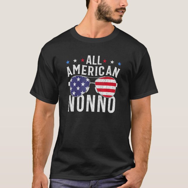 All American Nonno USA Flag Sunglasses 4th Of July T-Shirt (Front)