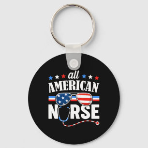 All American Nurse 4th Of July Patriotic Usa Flag Key Ring