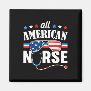 All American Nurse 4th Of July Patriotic Usa Flag Magnet