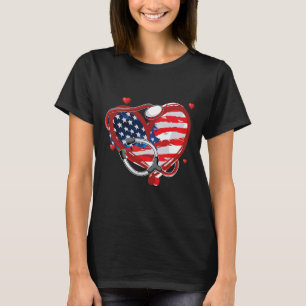 All American Nurse 4th Of July Patriotic Usa Flag  T-Shirt