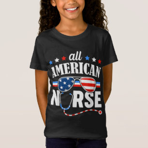 All American Nurse 4th of July Patriotic USA Flag T-Shirt