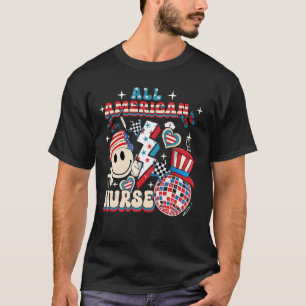 All American Nurse 4th of July Patriotic USA Flag  T-Shirt