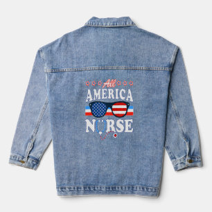 All American Nurse And Stethoscope Scrub With Glas Denim Jacket