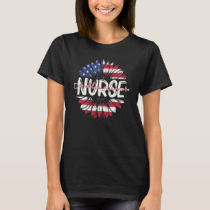 All American Nurse Life American Flag Sunflower 4t T-Shirt