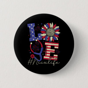 All American Nurse Scrub Memorial Day 4th of July  6 Cm Round Badge