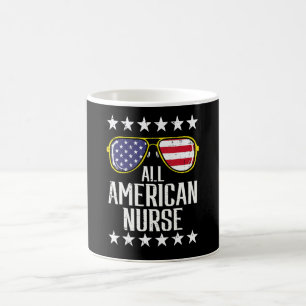 All American Nurse Scrub Memorial Day 4th Of July Coffee Mug