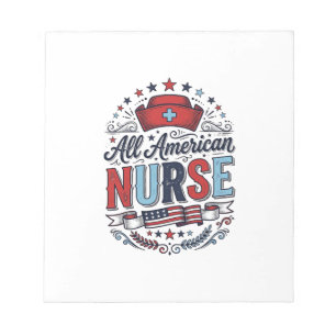 All American Nurse Vintage Patriotic Shirt Design_ Notepad
