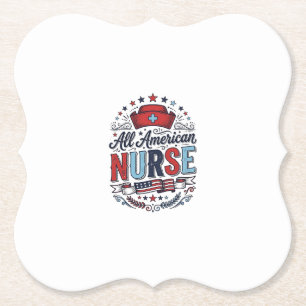All American Nurse Vintage Patriotic Shirt Design_ Paper Coaster