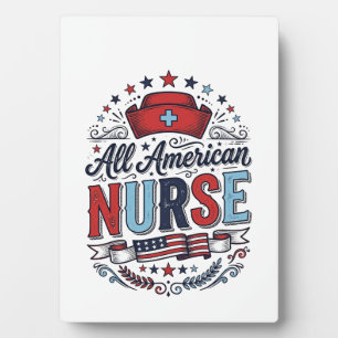 All American Nurse Vintage Patriotic Shirt Design_ Plaque