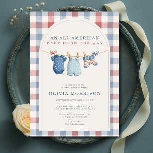 All American Patriotic Clothesline Baby Shower Invitation