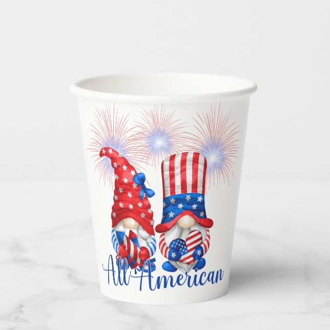 All American Patriotic Gnomes Paper Cups (Front)