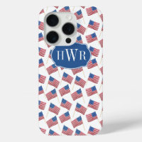 All-American Patriotic Red White And Blue Monogram