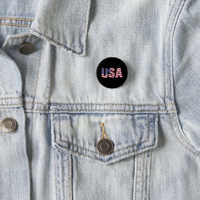 “All American” Patriotic USA Logo 3 Cm Round Badge (In Situ)