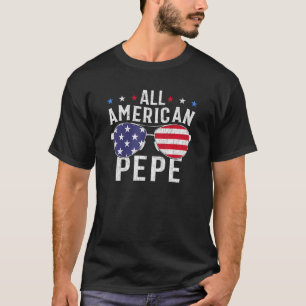 All American Pepe USA Flag Sunglasses 4th Of July  T-Shirt