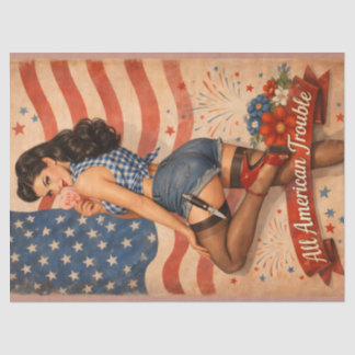 All American Pinup Girl Patriotic Retro Pin Up Tissue Paper