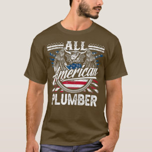 All American Plumber Cool Patriotic Plumbing USA T-Shirt