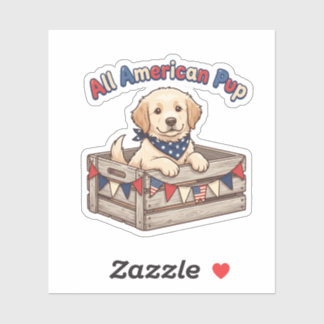 All American Pup Patriotic Dog 4th of July Sticker