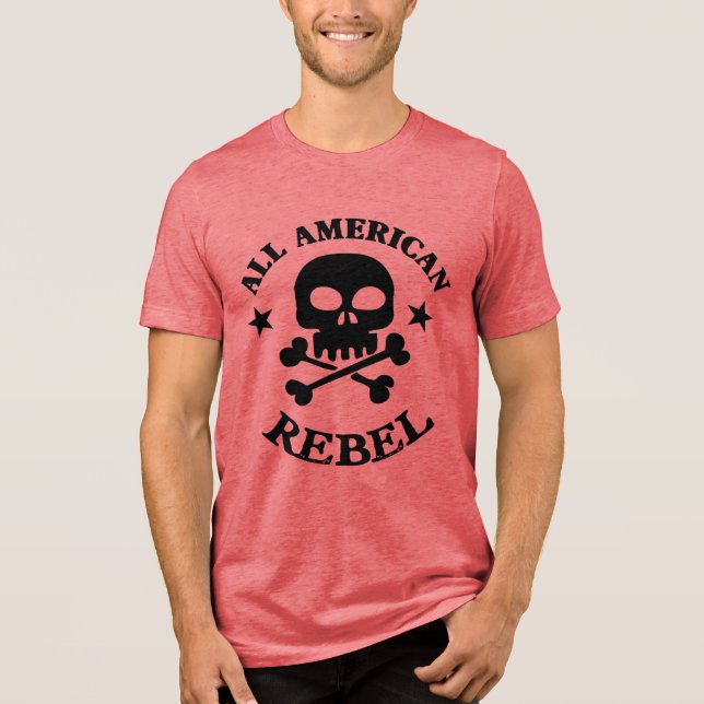 All American Rebel Skull Patriotic Tri-Blend Shirt (Front)