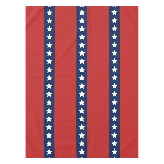 All American Red White and Blue Patriotic Banner Tablecloth (Front)
