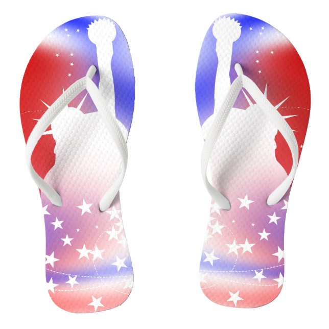 All American Red White Blue Flip Flops (Footbed)